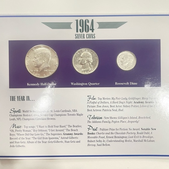 United States Other - 1964 Silver American Currency Coins with Display Case